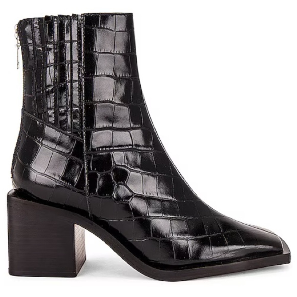 SCHUTZ Heires Black Croc Bootie
